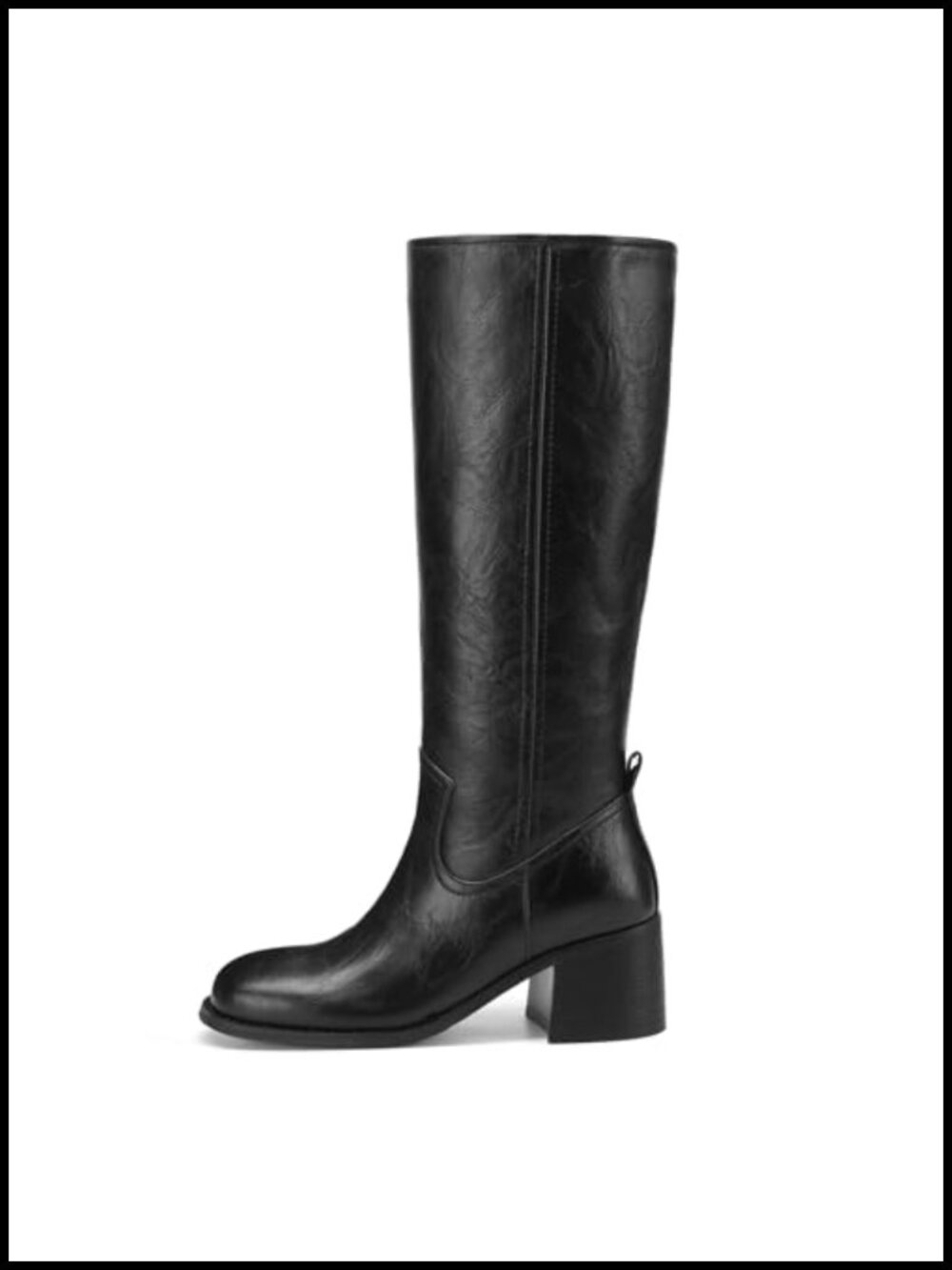 Faux Leather Knee High Boots Square Toe Block Heel Western Tall Boots